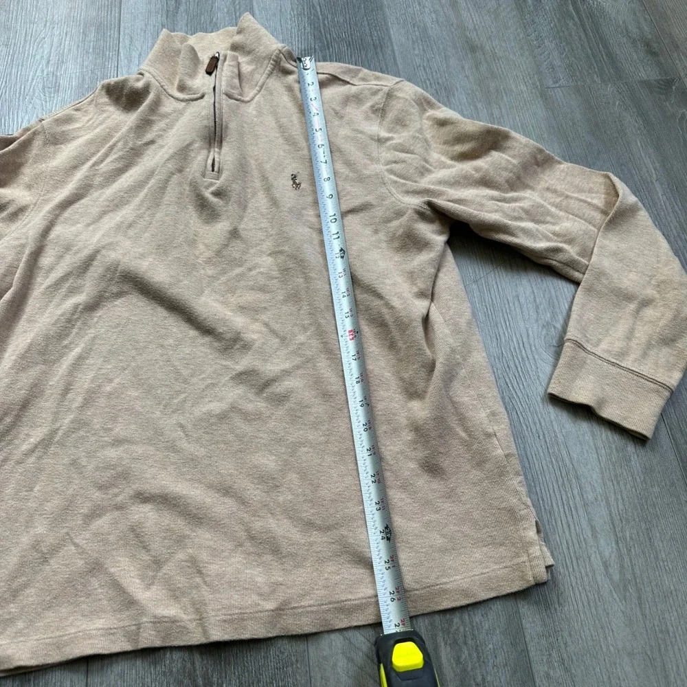 Polo Ralph Lauren 1/4 Zip Beige Cotton Pullover Sweater Men's L Estate rib